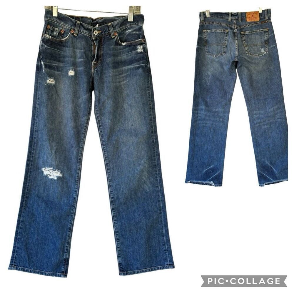 Lucky Brand Distressed Blue Boyfriend Jeans